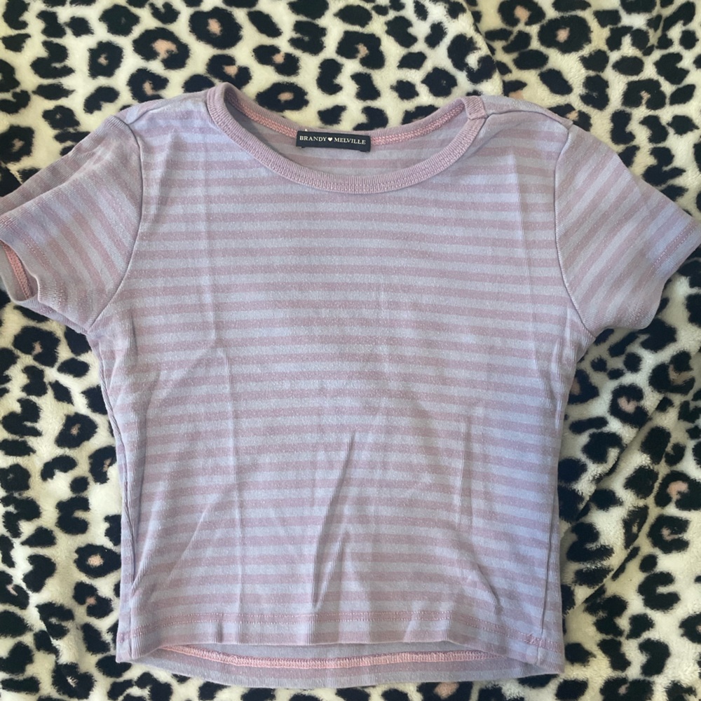 brandy melville cropped purple and blue tee